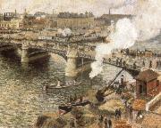 Camille Pissarro Pont Boiedieu in Rouen in a Drizzle painting